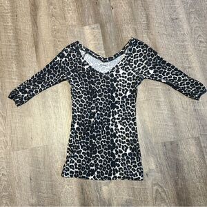 Express Black and Tan Leopard Long Sleeve Top
